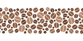 Horizontal seamless background with coffee beans. Vector illustration.