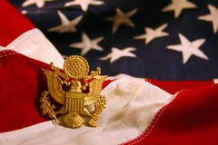 Horizontal US Flag Background with Eagle Emblem