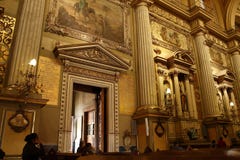 Golden door frame in Cathedral in Leon, Guanajuato. Horizontal View stock photography Golden door frame in Cathedral in Leon, Guanajuato. Horizontal View stock photography