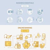 Horizontale Fahnen der Finanzbankwesen-Ikonen das Netz der Bargeldbehandlung, -verbindungen und -aktionen mit Geld lizenzfreie abbildung Horizontale Fahnen der Finanzbankwesen-Ikonen das Netz der Bargeldbehandlung, -verbindungen und -aktionen mit Geld lizenzfreie abbildung