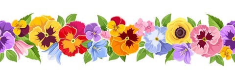 Horizontale naadloze achtergrond met kleurrijke bloemen Vector illustratie Royalty-vrije Stock Foto's Horizontale naadloze achtergrond met kleurrijke bloemen Vector illustratie Royalty-vrije Stock Foto's