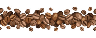 Horizontaler nahtloser Hintergrund mit Kaffeebohnen. lizenzfreie abbildung Horizontaler nahtloser Hintergrund mit Kaffeebohnen. lizenzfreie abbildung