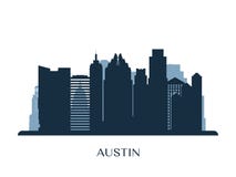 Horizonte de Austin, silueta monocromática Imagen de archivo libre de regalías Horizonte de Austin, silueta monocromática Imagen de archivo libre de regalías