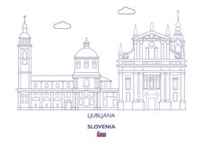 Horizonte de la ciudad de Ljubljana, Eslovenia stock de ilustración Horizonte de la ciudad de Ljubljana, Eslovenia stock de ilustración