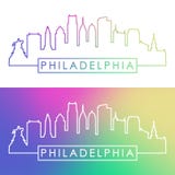 Horizonte de Phladelphia Estilo linear colorido stock de ilustración Horizonte de Phladelphia Estilo linear colorido stock de ilustración