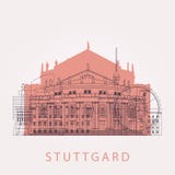 Horizonte de Stuttgart del esquema con las señales ilustración del vector Horizonte de Stuttgart del esquema con las señales ilustración del vector
