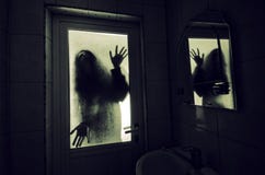 Horror Woman In Window Wood Hand Hold Cage Scary Scene Halloween Concept Blurred Silhouette Of Witch Stock Image Horror Woman In Window Wood Hand Hold Cage Scary Scene Halloween Concept Blurred Silhouette Of Witch Stock Image