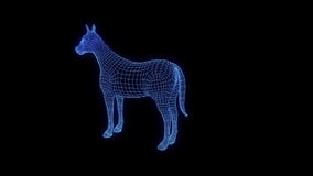 Horse in Hologram Wireframe Style. Nice 3D Rendering