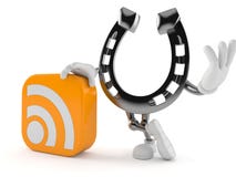 Horseshoe Character With RSS Icon Stock Images