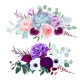 Hortensia púrpura, clavel, flor de campana, rosa del rosa, Anthurium, stock de ilustración Hortensia púrpura, clavel, flor de campana, rosa del rosa, Anthurium, stock de ilustración