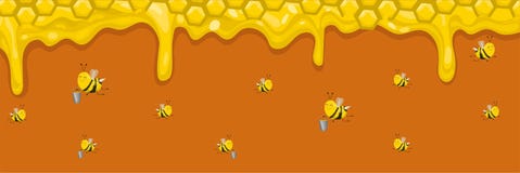 Horyzontalny sztandar z honeycombs, miodem i pszczo?ami, Pszczo?y nios? mi?d w wiadrach r?wnie? zwr?ci? corel ilustracji wektora ilustracja wektor Horyzontalny sztandar z honeycombs, miodem i pszczo?ami, Pszczo?y nios? mi?d w wiadrach r?wnie? zwr?ci? corel ilustracji wektora ilustracja wektor