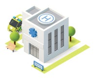 Hospital isométrico del vector stock de ilustración Hospital isométrico del vector stock de ilustración