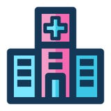 Hospital Medical Icon Filled Line Pink Blue Color stock illustration Hospital Medical Icon Filled Line Pink Blue Color stock illustration