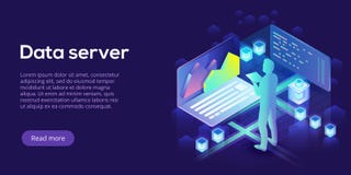 Hosting server isometric vector illustration. Abstract 3d datacenter or data center room background. Network mainframe royalty free illustration Hosting server isometric vector illustration. Abstract 3d datacenter or data center room background. Network mainframe royalty free illustration
