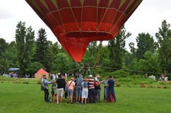 Hot air balloon flying in Bucharest park