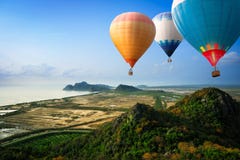Hot Air Balloons Floating Up To The Sky Royalty Free Stock Photo