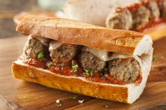 Hot And Homemade Spicy Meatball Sub Sandwich Royalty Free Stock Photography Hot And Homemade Spicy Meatball Sub Sandwich Royalty Free Stock Photography