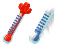 Hot and Cold 3D Thermometer Icons Stock Image Hot and Cold 3D Thermometer Icons Stock Image