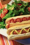 Hot dog and salad