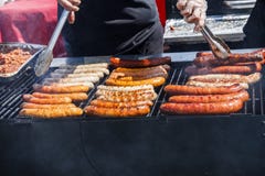 Hot Dogs Bratwurst And Sausages Royalty Free Stock Photography