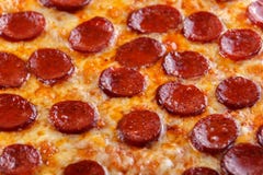 Hot Homemade Pepperoni, salami, cheese Pizza. ready to eat. royalty free stock image Hot Homemade Pepperoni, salami, cheese Pizza. ready to eat. royalty free stock image
