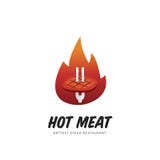 Hot meat grill steak logo with fire flame illustration symbol royalty free illustration Hot meat grill steak logo with fire flame illustration symbol royalty free illustration