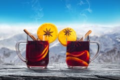 Hot Red Wine Drinks On Wooden Table Royalty Free Stock Photos Hot Red Wine Drinks On Wooden Table Royalty Free Stock Photos