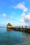 Hot tropical day the Caribbean sea pier with pergola Stock Photo Hot tropical day the Caribbean sea pier with pergola Stock Photo