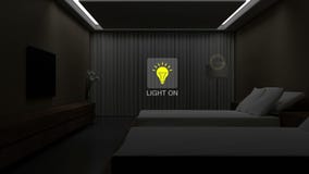 Hotel, House bed room light on off energy saving efficiency control, Smart home control, internet of things.