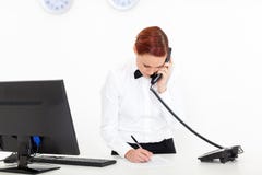 Hotellreceptionist arkivfoton Hotellreceptionist arkivfoton