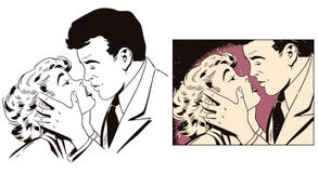 Houdend van Paar Mensen in retro stijl stock illustratie Houdend van Paar Mensen in retro stijl stock illustratie