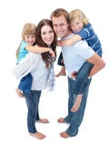 Houdende van familie die op de rug van rit geniet stock fotografie Houdende van familie die op de rug van rit geniet stock fotografie