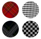 Hounds-tooth pattern, tartan pattern, Black Watch military tartan , Vichy pattern cage white and black colors in a circle. Pattern royalty free illustration Hounds-tooth pattern, tartan pattern, Black Watch military tartan , Vichy pattern cage white and black colors in a circle. Pattern royalty free illustration