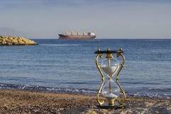 Hourglass On Sandy Marine Beach, Red Sea Stock Photography