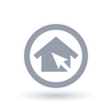 House arrow click icon - Home select symbol. House arrow click icon. Home select symbol. Property cursor sign in circle outline. Vector illustration House arrow click icon - Home select symbol. House arrow click icon. Home select symbol. Property cursor sign in circle outline. Vector illustration