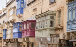 House facade with colorful, ancient and funny balcony on Republic Street in Valletta, Malta royalty free stock images House facade with colorful, ancient and funny balcony on Republic Street in Valletta, Malta royalty free stock images
