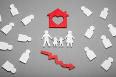 House market rate down, real property estate. Depreciation, decline value royalty free stock photography House market rate down, real property estate. Depreciation, decline value royalty free stock photography