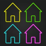 House, set, neon vector. House neon icon glow eps 10 stock illustration House, set, neon vector. House neon icon glow eps 10 stock illustration