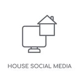 House Social media linear icon. Modern outline House Social medi royalty free illustration House Social media linear icon. Modern outline House Social medi royalty free illustration