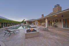 House With Swimming Pool In Backyard Stock Photo House With Swimming Pool In Backyard Stock Photo