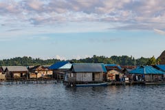 houses on stilts in Yellu village at sunset