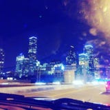 Houston, tx stadshorizon bij nacht van mijn streepje royalty-vrije stock afbeeldingen Houston, tx stadshorizon bij nacht van mijn streepje royalty-vrije stock afbeeldingen