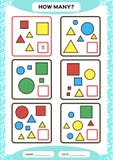 How Many. Counting Game for Preschool Children. Educational math game. Count the shapes in the picture and write the stock illustration How Many. Counting Game for Preschool Children. Educational math game. Count the shapes in the picture and write the stock illustration
