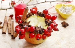How to make apple candle holders for christmas Stock Image How to make apple candle holders for christmas Stock Image