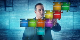HR Manager Selecting Performance Appraisal Terms Royalty Free Stock Images HR Manager Selecting Performance Appraisal Terms Royalty Free Stock Images