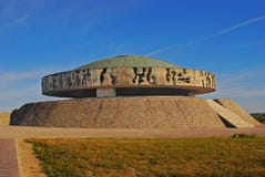 Mausoleum erected contains ashes & remains of cremated victims, collected into a mound at Majdanek State Museum near Lublin Poland