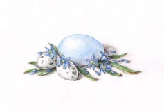 Huevos de Pascua con las flores del scilla ilustración del vector Huevos de Pascua con las flores del scilla ilustración del vector