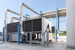 Huge air conditioning unit, central heating and cooling system c stock image Huge air conditioning unit, central heating and cooling system c stock image