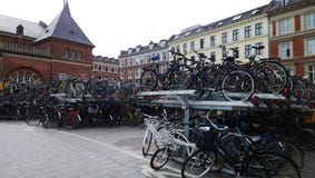 Huge Bicycle Parking in Copenhagen near the Central train station Denmark royalty free stock image Huge Bicycle Parking in Copenhagen near the Central train station Denmark royalty free stock image