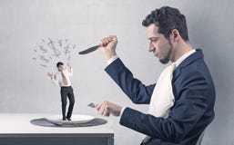 Huge businessman guting small businessman royalty free stock photography Huge businessman guting small businessman royalty free stock photography